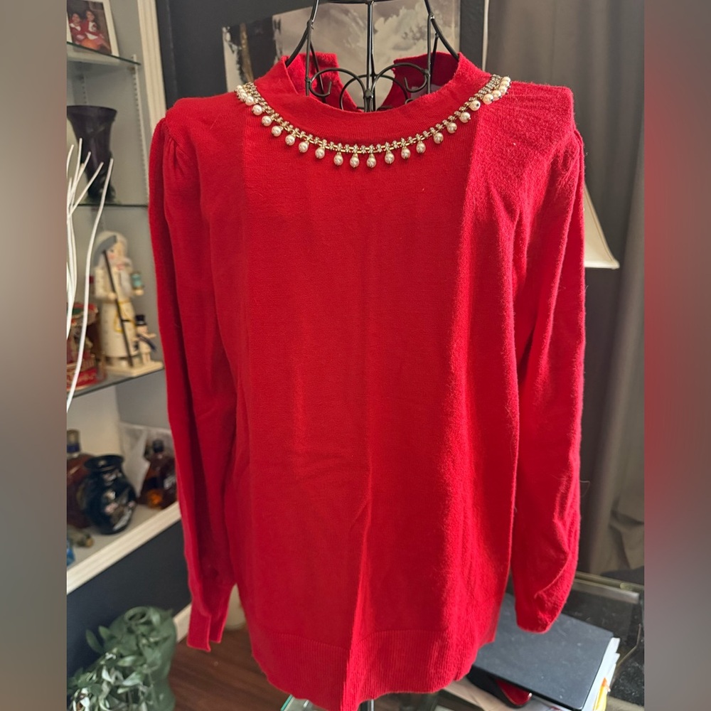 Liz Claiborne Red Beaded sweater